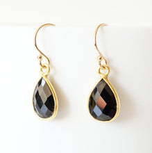 Load image into Gallery viewer, Black Spinel Teardrop Earring on 14K Gold-fill earring wires (Isla) // Gift for her // Minimalist earring //