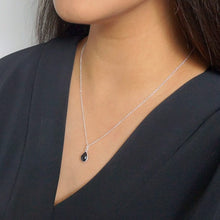 Load image into Gallery viewer, Black Spinel Gemstone Teardrop Sterling Silver Necklace (Isla) // Gift for her // Minimalist necklace //