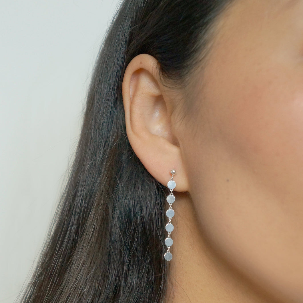 Silver coin chain on Sterling silver studs (Hannah) 