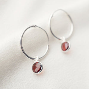 Emerald gemstones on Silver Hoop Earrings (Valais) // May birthstone // Minimalist jewelry // January birthstone