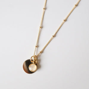 Moonstone and Gold Coin on Gold Necklace (Presley) // Gift for sister // Present for mom // Dainty necklace