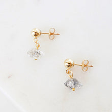 Load image into Gallery viewer, Herkimer Diamonds on 14K Gold-filled Studs (Aurora) // Gifts for her // Dainty earrings