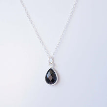 Load image into Gallery viewer, Black Spinel Gemstone Teardrop Sterling Silver Necklace (Isla) // Gift for her // Minimalist necklace //