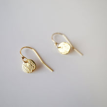 Load image into Gallery viewer, Tiny Gold Coin Textured Earrings with 14K Gold-fill Earwires (Casey) // Gold plated silver // Gifts for her // Minimal earrings