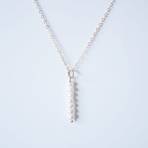 Delicate Pearls on 14K Gold-fill Necklace (Gisela) 