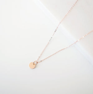 Tiny Rose Gold Coin on Rose Gold Necklace (Carey) 