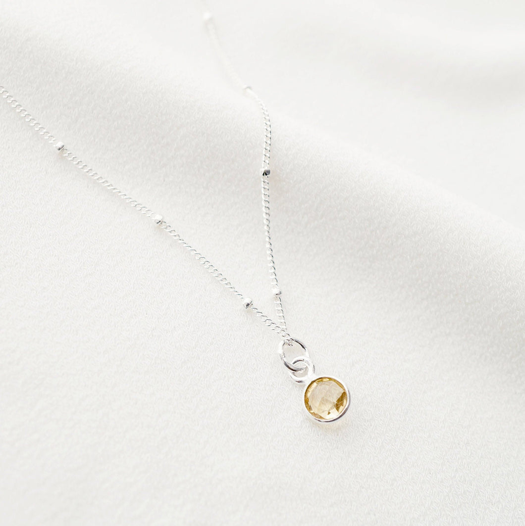 Tiny citrine on Sterling silver Necklace (Cira) // Gift for sister // November birthstone // Dainty necklace