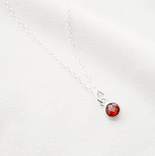 Load image into Gallery viewer, Tiny garnet stone on Sterling silver Necklace (Cira) // Gift for sister // Present for mom // Dainty necklace