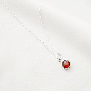 Tiny garnet stone on Sterling silver Necklace (Cira) // Gift for sister // Present for mom // Dainty necklace