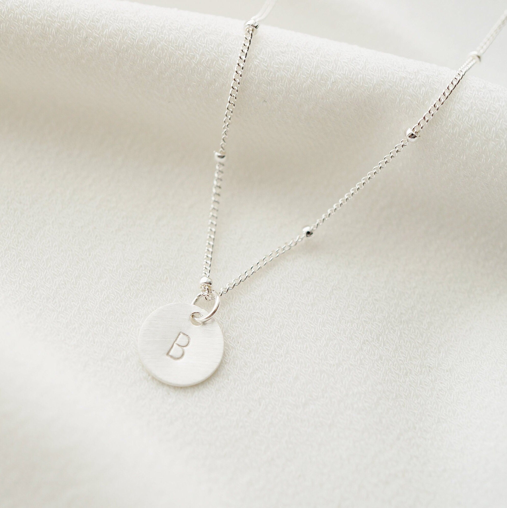 Tiny Personalized Silver Coin on Sterling silver Necklace (Carey) // Gift for sister // Personalized necklace // Personalized gift