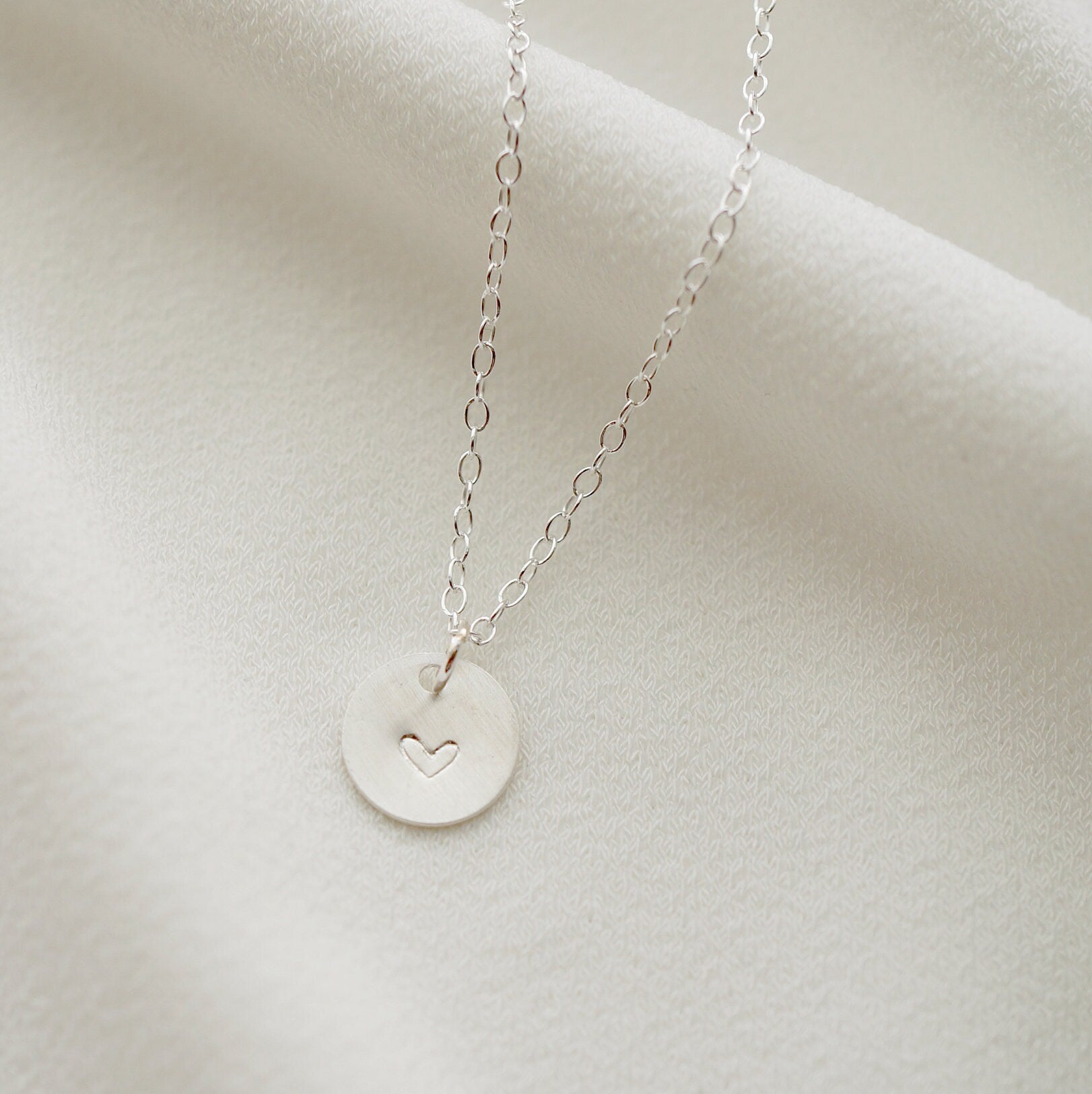 Tiny Personalized Silver Coin on Sterling silver Necklace (Carey) // Gift for sister // Personalized necklace // Personalized gift