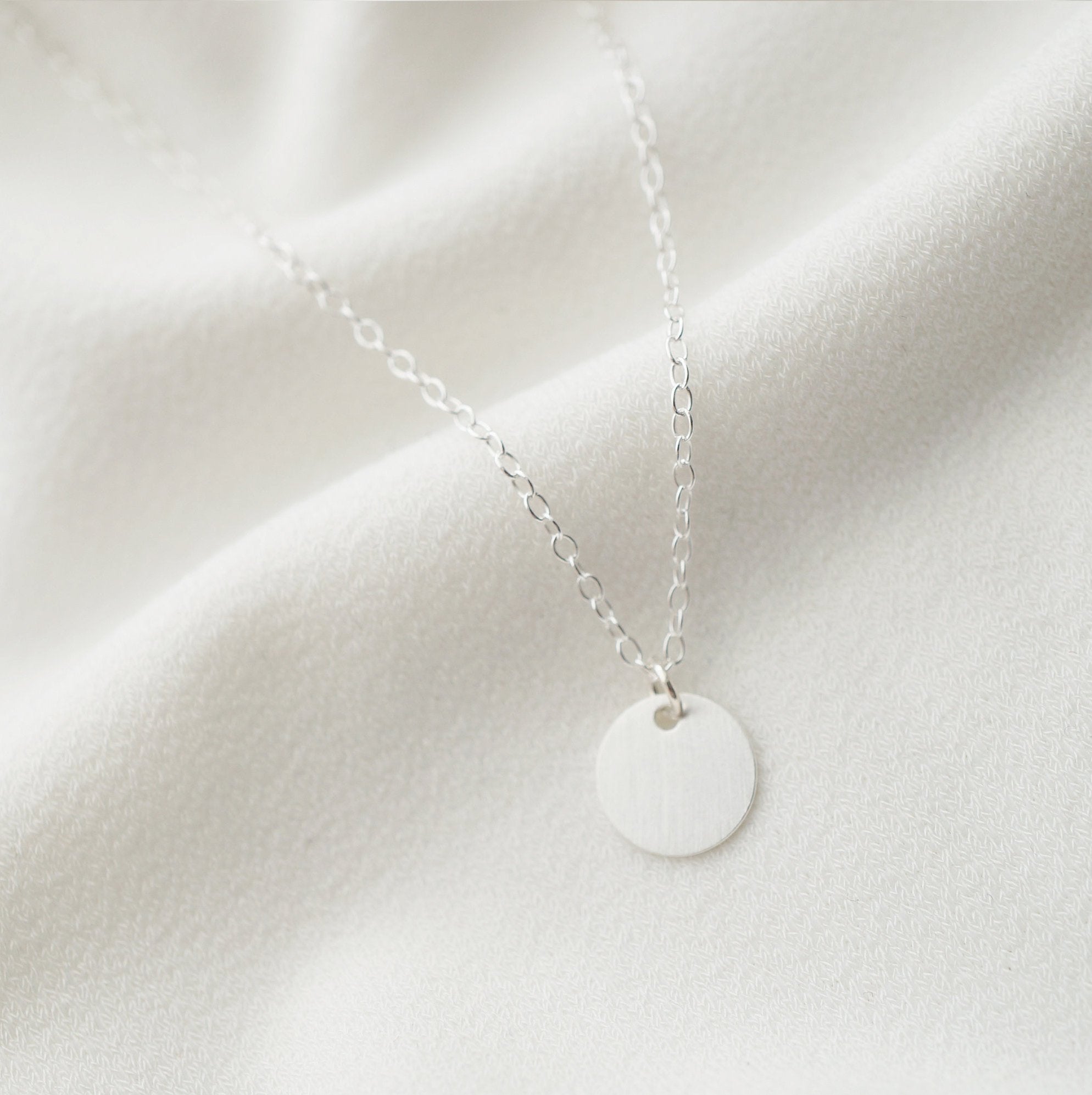 Tiny Silver Coin on Sterling silver Necklace (Cait) 
