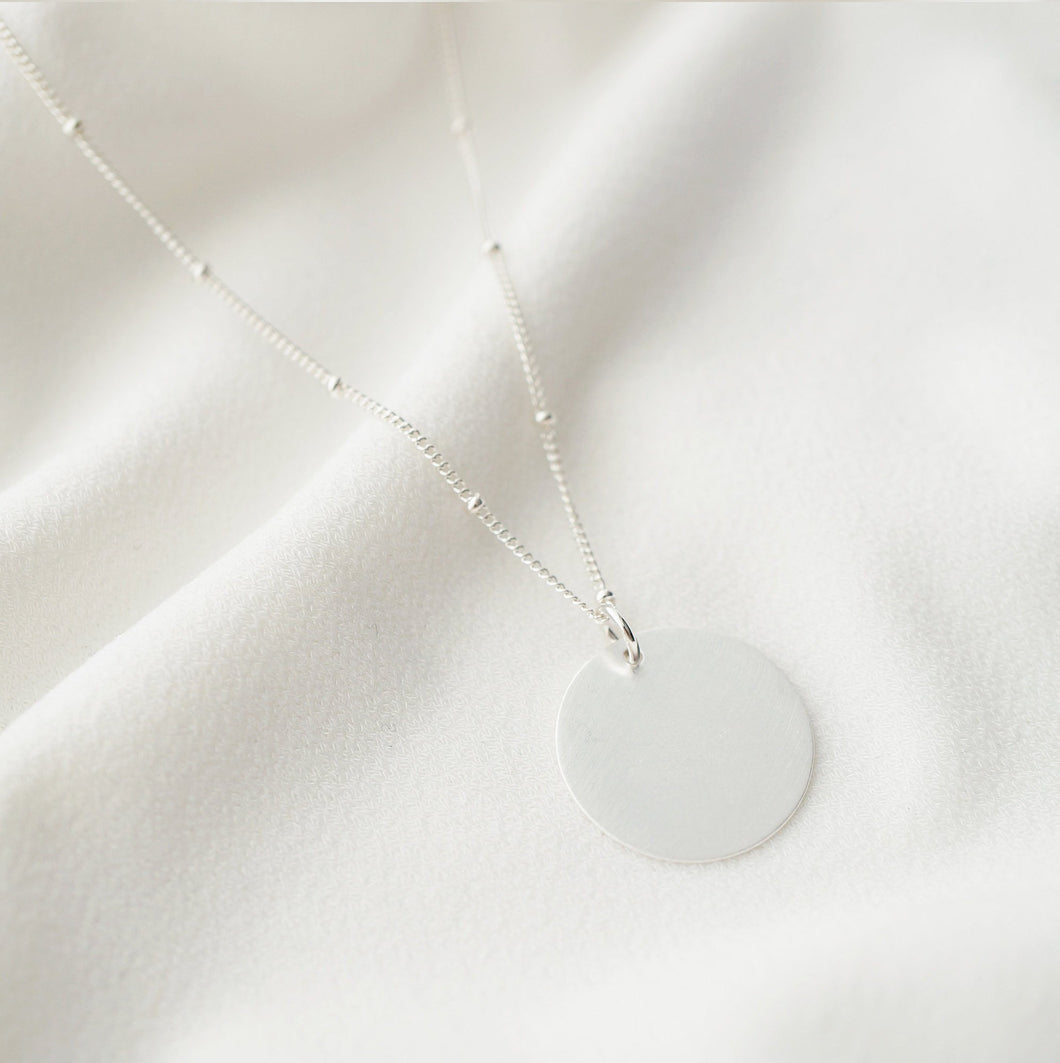 Large Silver Coin on Sterling silver Necklace (Dakota) 
