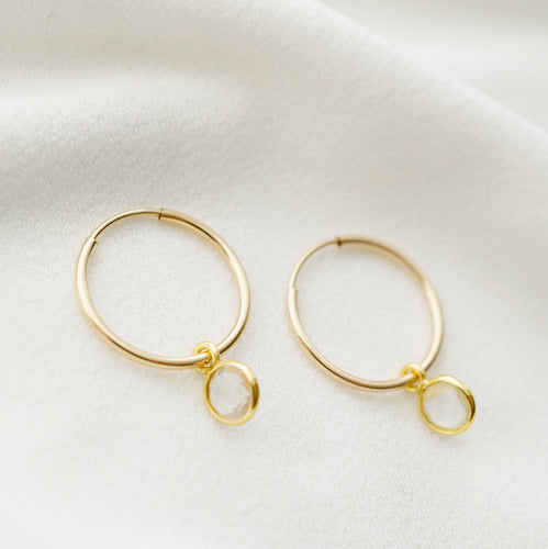 Quartz Gold Hoop Earrings (Valais) // Gifts for her // Handmade earrings // Minimalist jewelry