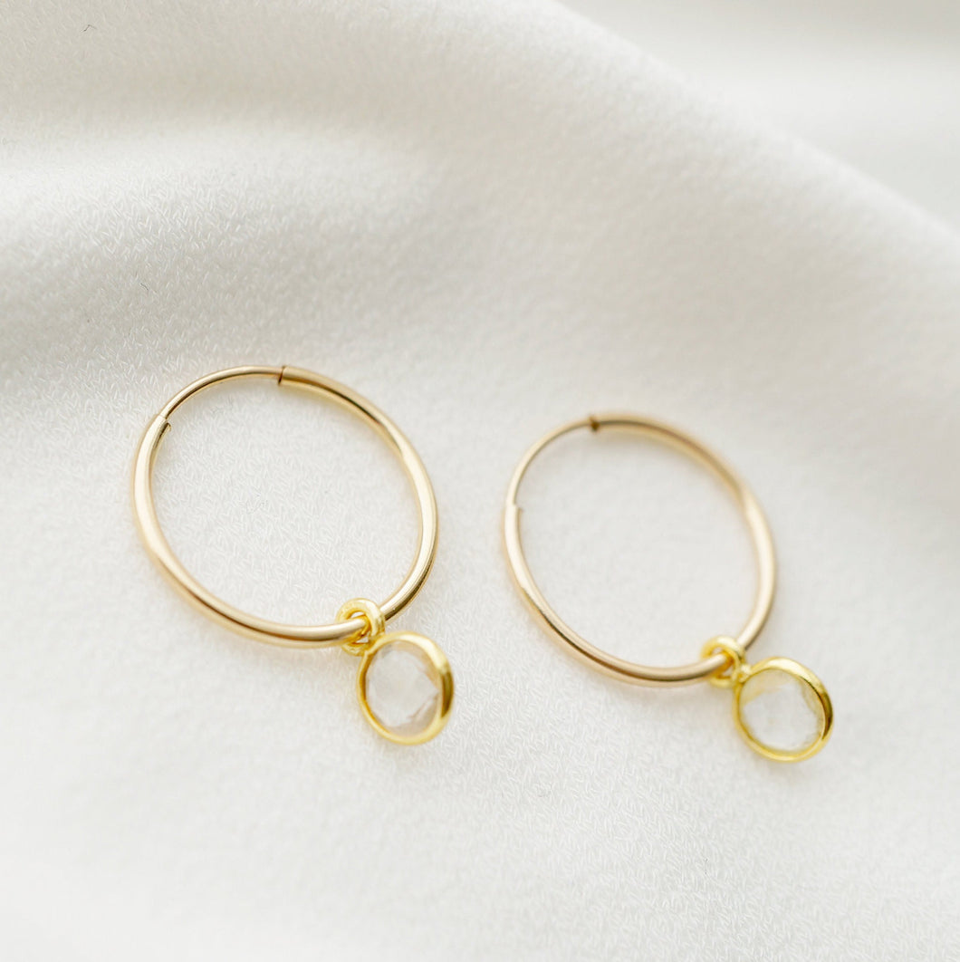 Quartz Gold Hoop Earrings (Valais) // Gifts for her // Handmade earrings // Minimalist jewelry