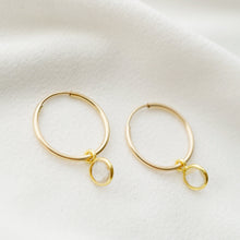 Load image into Gallery viewer, Peridot Gold Hoop Earrings (Valais) // Gifts for her // Handmade earrings // Minimalist jewelry