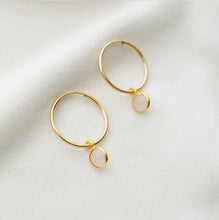 Load image into Gallery viewer, Quartz Gold Hoop Earrings (Valais)