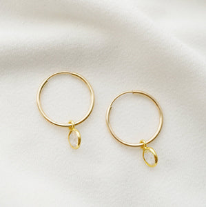 Quartz Gold Hoop Earrings (Valais) // Gifts for her // Handmade earrings // Minimalist jewelry