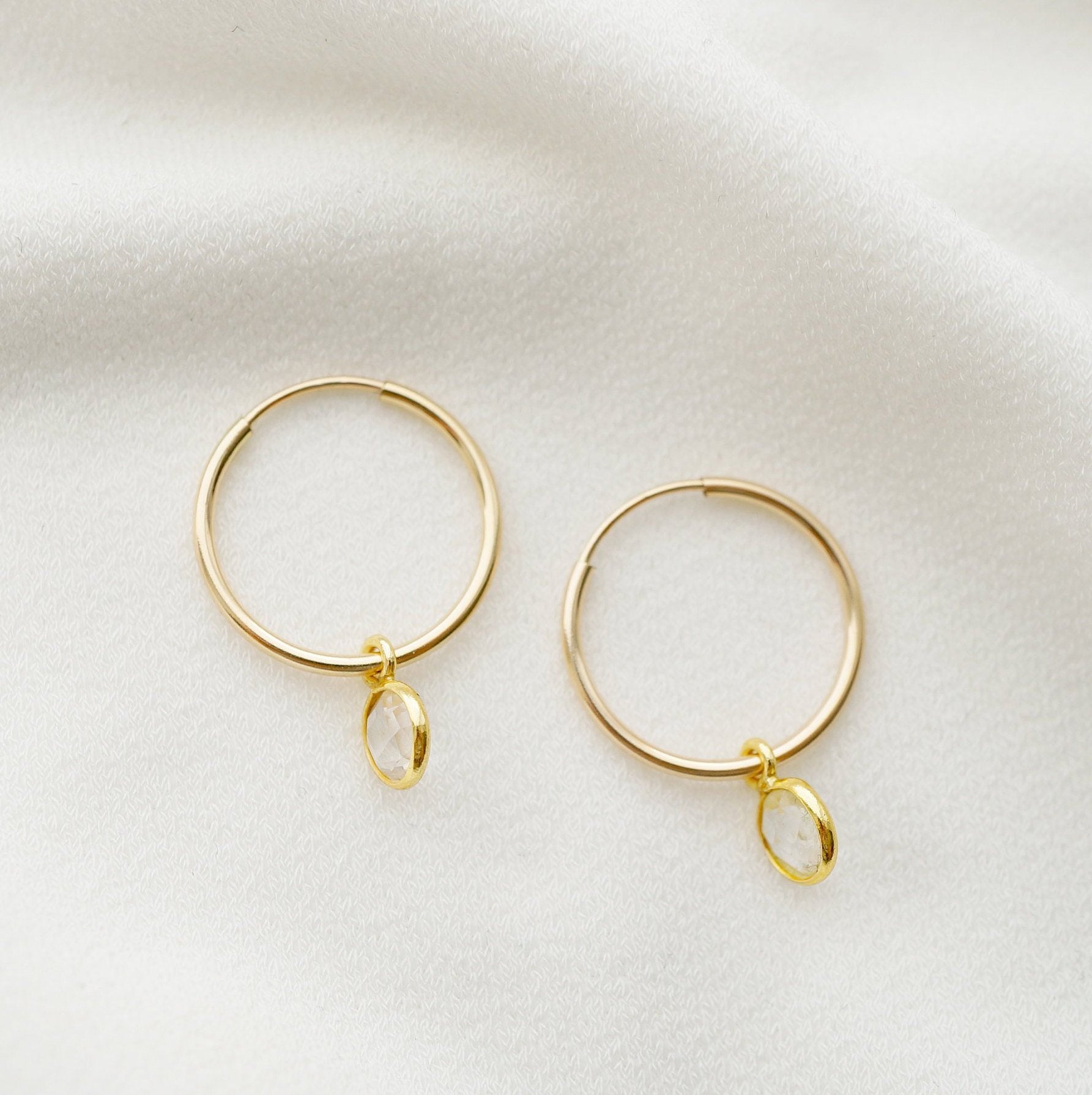 Quartz Gold Hoop Earrings (Valais)