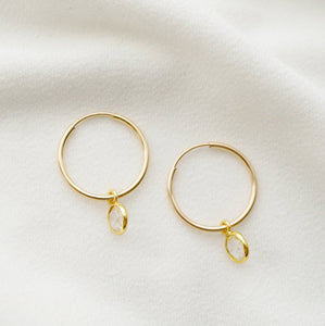Quartz Gold Hoop Earrings (Valais)