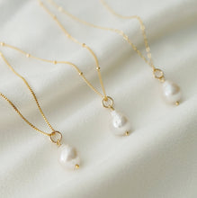 Load image into Gallery viewer, Baroque Pearl Rose Gold Necklace (Estelle) // 14K Rose Gold filled Necklace // Bridal jewelry // Handmade jewelry // June birthstone