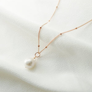 Baroque Pearl Rose Gold Necklace (Estelle) // 14K Rose Gold filled Necklace // Bridal jewelry // Handmade jewelry // June birthstone
