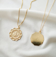 Load image into Gallery viewer, Traveler&#39;s Gold Coin Medallion Necklace (St Christopher Luxe) // 14K Gold filled // Gold Coin Jewelry // Minimalist jewelry