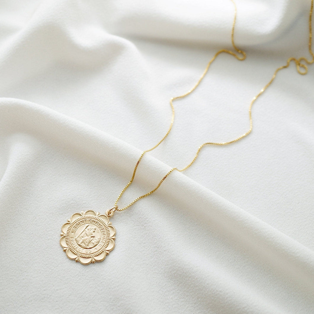 Traveler's Gold Coin Medallion Necklace (St Christopher Luxe) // 14K Gold filled // Gold Coin Jewelry // Minimalist jewelry