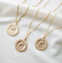 Load image into Gallery viewer, Traveler&#39;s Protection Silver Coin Medallion Necklace (St Christopher Regal) // Saint Christopher Medal // Travel Gift // Religious Catholic