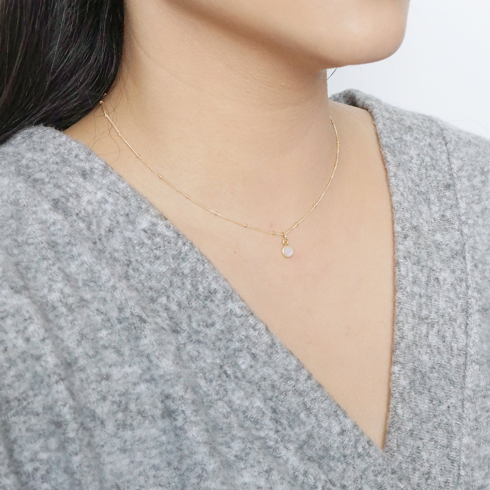 Tiny discount moonstone necklace