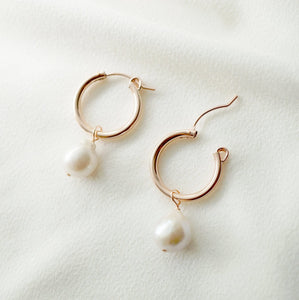 Baroque Pearl Sterling Silver Hoop Earrings (Claudette) // Bridal earrings // Handmade earrings // Wedding jewelry