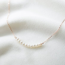 Load image into Gallery viewer, Tiny Pearl Gold Necklace (Grace) // 14K Gold filled Necklace // Bridal jewelry // Handmade jewelry // June birthstone