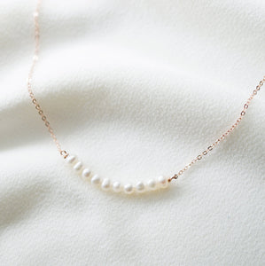 Tiny Pearl Rose Gold Necklace (Grace) // 14K Rose Gold filled Necklace // Bridal jewelry // Handmade jewelry // June birthstone