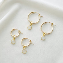 Load image into Gallery viewer, Moonstone Gold Hoop Earrings (Quinn) // Gifts for her // Handmade earrings // Minimalist jewelry