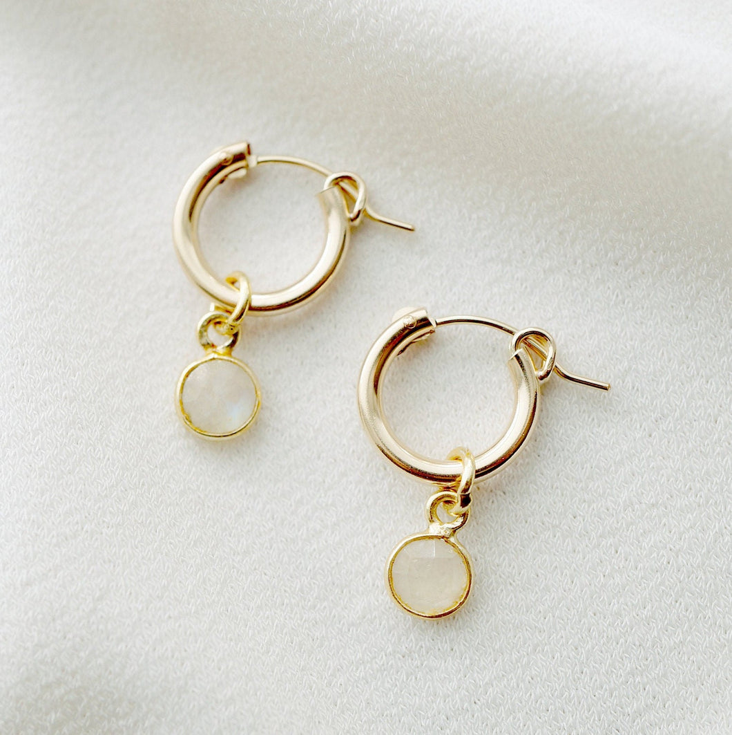 Moonstone Gold Hoop Earrings (Quinn) // Gifts for her // Handmade earrings // Minimalist jewelry