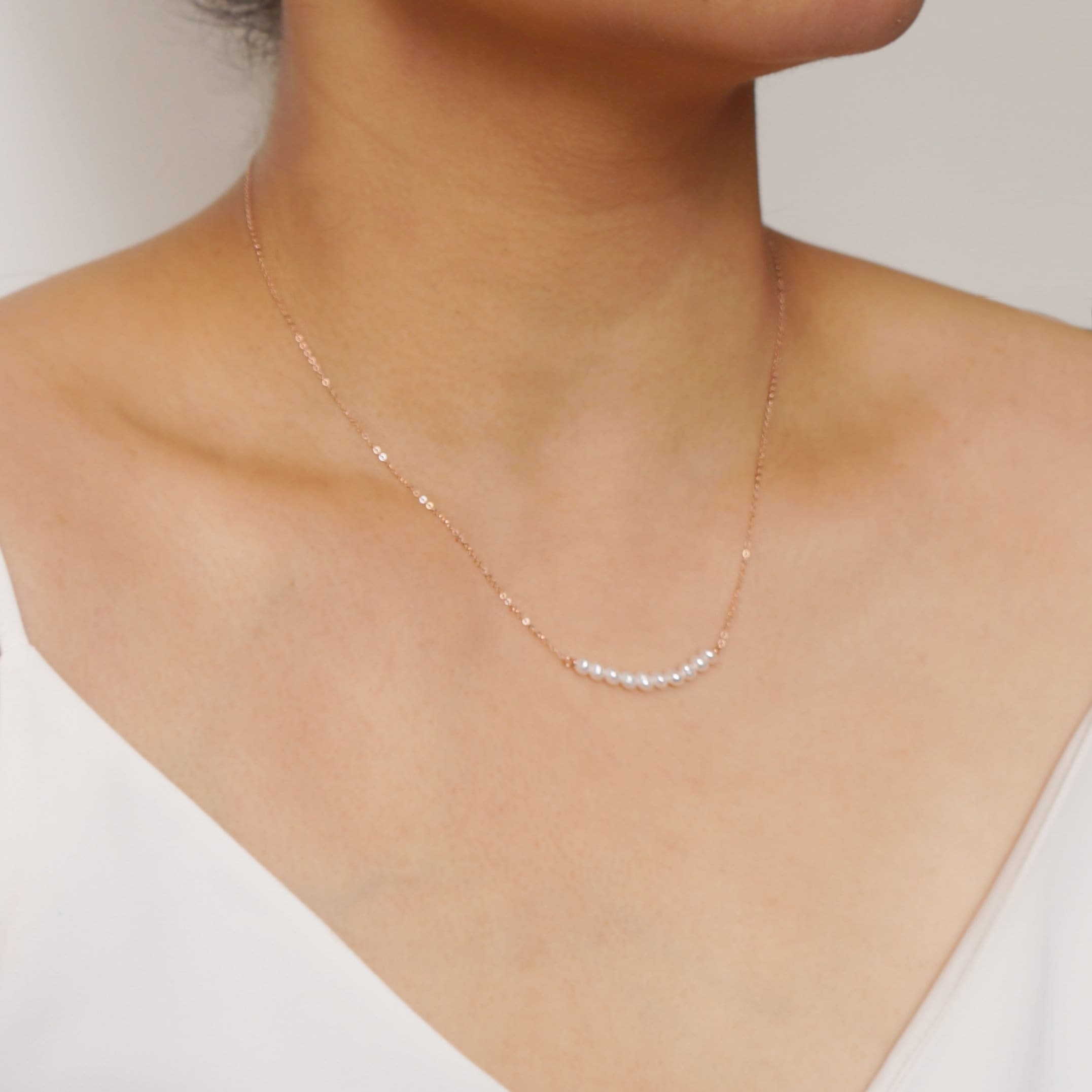Tiny Pearl Rose Gold Necklace (Grace) // 14K Rose Gold filled Necklace // Bridal jewelry // Handmade jewelry // June birthstone