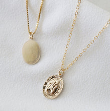 Load image into Gallery viewer, Traveler&#39;s Protection Small Silver Coin Necklace (St Christopher Spiro) // Sterling Silver // 14K Gold filled // Religious Jewelry
