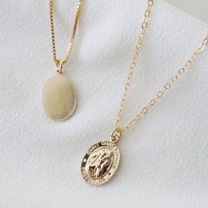 Traveler's Protection Small Silver Coin Necklace (St Christopher Spiro) // Sterling Silver // 14K Gold filled // Religious Jewelry