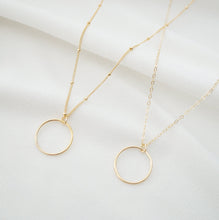 Load image into Gallery viewer, Gold Circle Hoop Pendant on 14K Gold fill Necklace (Davi) // Eternity Necklace // Gift for her // Minimalist jewelry