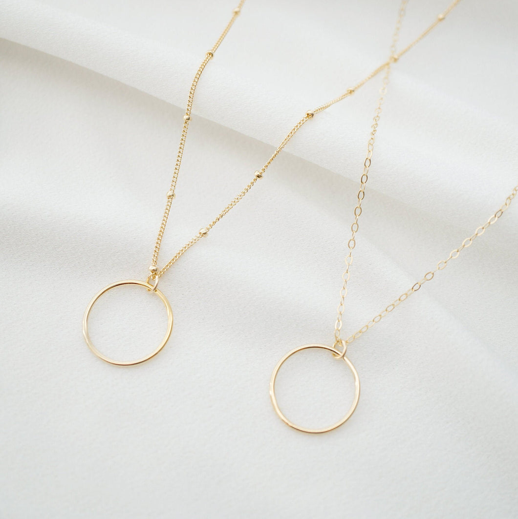 Gold Circle Hoop Pendant on 14K Gold fill Necklace (Davi) // Eternity Necklace // Gift for her // Minimalist jewelry