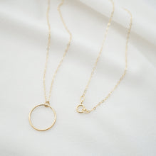 Load image into Gallery viewer, Gold Circle Hoop Pendant on 14K Gold fill Necklace (Davi) // Eternity Necklace // Gift for her // Minimalist jewelry