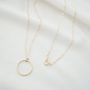 Gold Circle Hoop Pendant on 14K Gold fill Necklace (Davi) // Eternity Necklace // Gift for her // Minimalist jewelry