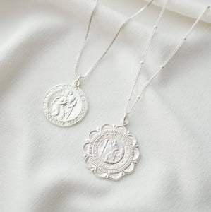 Traveler's Silver Coin Medallion Necklace (St Christopher Luxe) // Sterling Silver // Silver Coin Jewelry // Minimalist jewelry