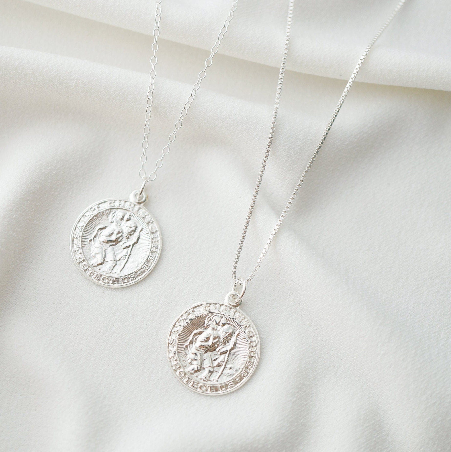 Traveler's Protection Silver Coin Medallion Necklace (St Christopher Regal) // Saint Christopher Medal // Travel Gift // Religious Catholic