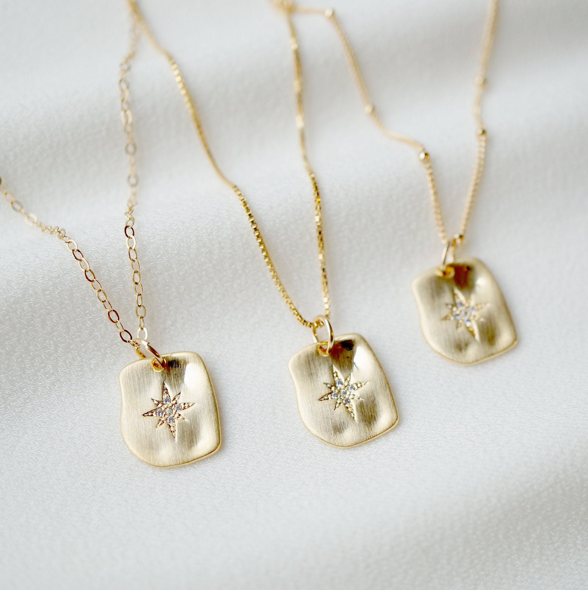 Gold North Star Note Necklace (Compass Paxton) 