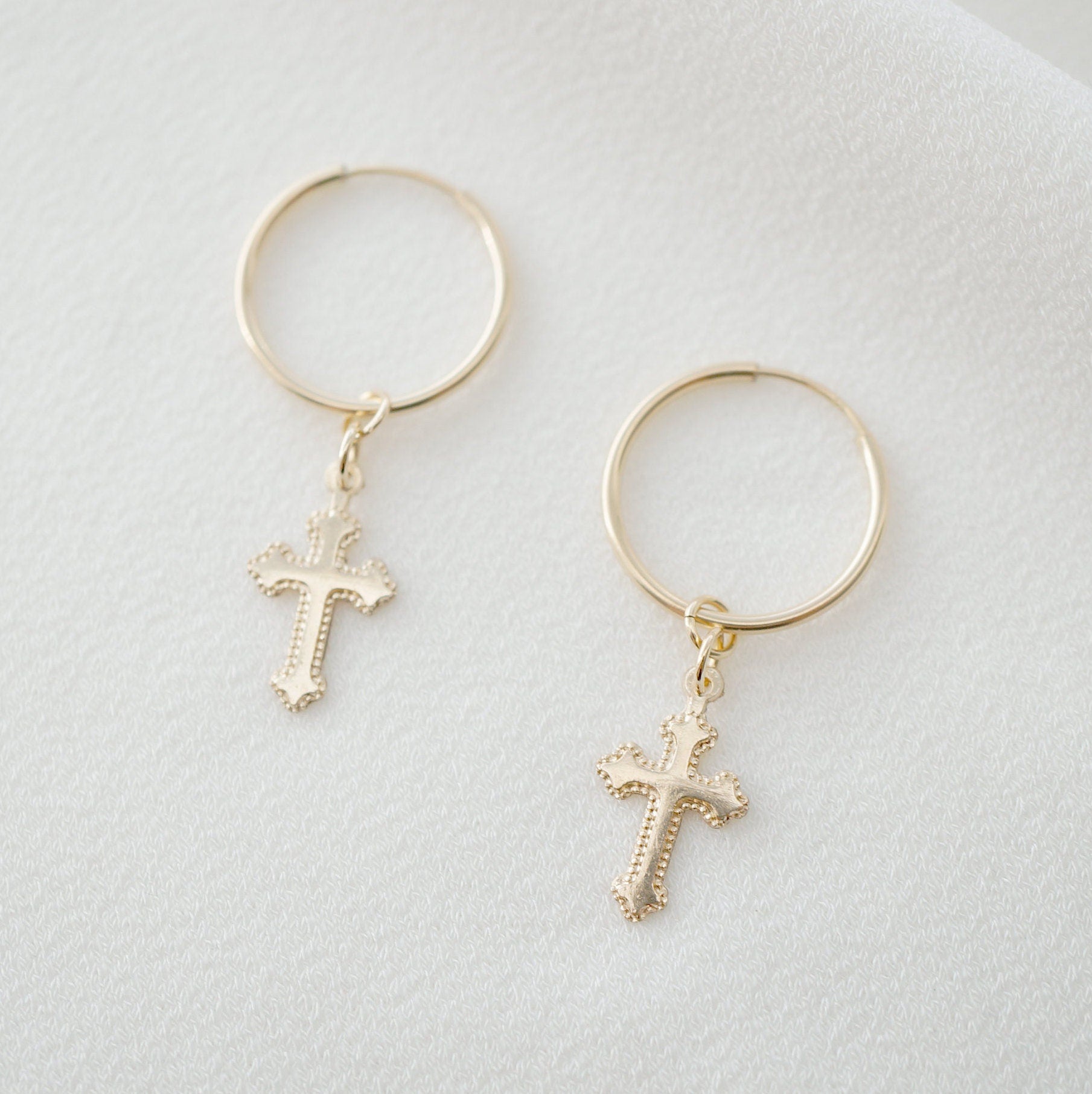 Gold Cross Hoop Earrings (Esmena) // Gold Infinity hoop // Gifts for her // Minimalist jewelry