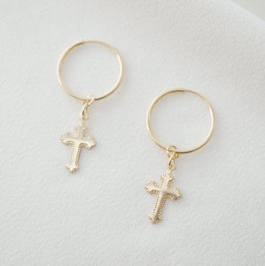 Gold Cross Hoop Earrings (Esmena) // Gold Infinity hoop // Gifts for her // Minimalist jewelry