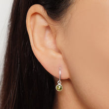 Load image into Gallery viewer, Peridot Gold Hoop Earrings (Valais) // Gifts for her // Handmade earrings // Minimalist jewelry