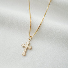 Load image into Gallery viewer, Tiny Gold Cross Necklace (Jada) // 14K Gold filled // Religious jewelry // Minimalist jewelry
