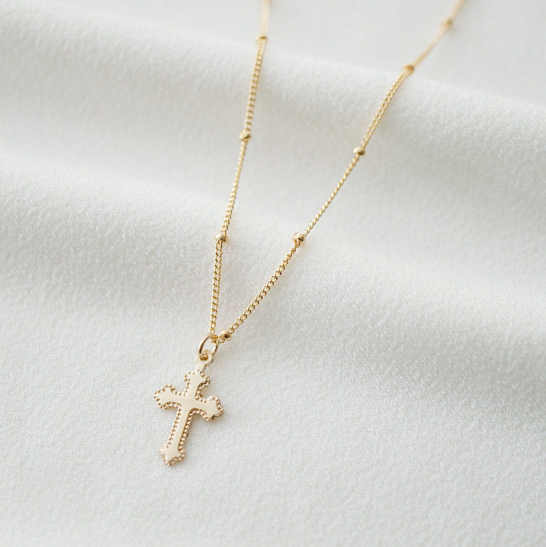 Tiny Gold Cross Necklace (Jada) // 14K Gold filled // Religious jewelry // Minimalist jewelry